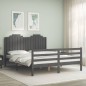 vidaXL Massivholzbett mit Kopfteil Grau 160x200 cm vidaXL Massivholzbett mit Kopfteil Grau 160x200 cm