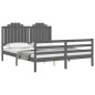 vidaXL Massivholzbett mit Kopfteil Grau 160x200 cm vidaXL Massivholzbett mit Kopfteil Grau 160x200 cm