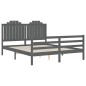 vidaXL Massivholzbett mit Kopfteil Grau 160x200 cm vidaXL Massivholzbett mit Kopfteil Grau 160x200 cm