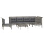 vidaXL 7-tlg. Garten-Lounge-Set mit Kissen Grau Poly Rattan vidaXL 7-tlg. Garten-Lounge-Set mit Kissen Grau Poly Rattan