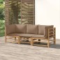 vidaXL 3-tlg. Garten-Lounge-Set mit Taupe Kissen Bambus vidaXL 3-tlg. Garten-Lounge-Set mit Taupe Kissen Bambus