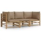 vidaXL 3-tlg. Garten-Lounge-Set mit Taupe Kissen Bambus vidaXL 3-tlg. Garten-Lounge-Set mit Taupe Kissen Bambus