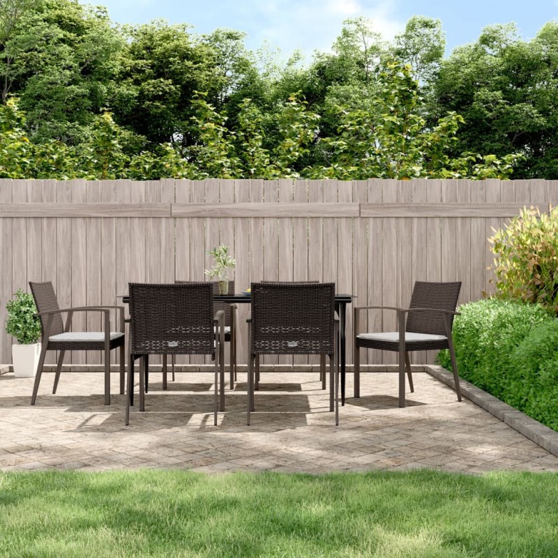 vidaXL 7-tlg. Garten-Essgruppe mit Kissen Poly Rattan und Stahl vidaXL 7-tlg. Garten-Essgruppe mit Kissen Poly Rattan und Stahl