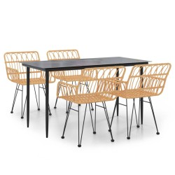 vidaXL 5-tlg. Garten-Essgruppe Poly Rattan