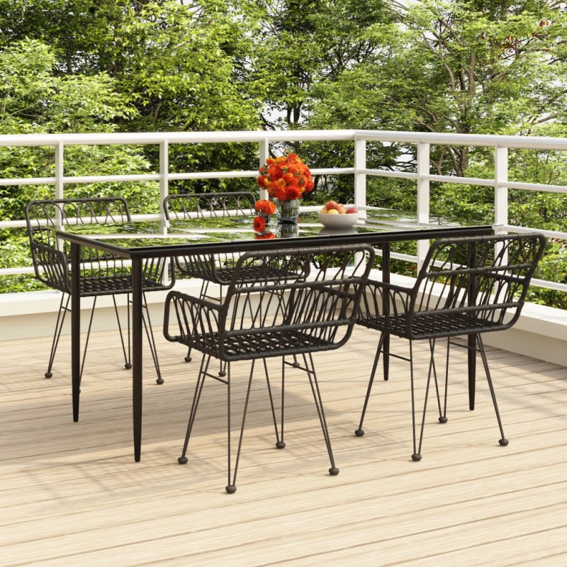 vidaXL 5-tlg. Garten-Essgruppe Schwarz Poly Rattan vidaXL 5-tlg. Garten-Essgruppe Schwarz Poly Rattan
