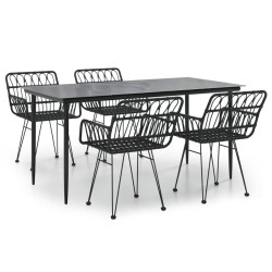 vidaXL 5-tlg. Garten-Essgruppe Schwarz Poly Rattan