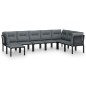vidaXL 8-tlg. Garten-Lounge-Set Schwarz und Grau Poly Rattan vidaXL 8-tlg. Garten-Lounge-Set Schwarz und Grau Poly Rattan