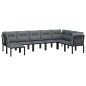 vidaXL 8-tlg. Garten-Lounge-Set Schwarz und Grau Poly Rattan vidaXL 8-tlg. Garten-Lounge-Set Schwarz und Grau Poly Rattan