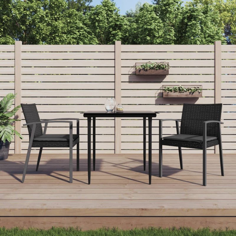 vidaXL 3-tlg. Garten-Essgruppe mit Kissen Poly Rattan und Stahl vidaXL 3-tlg. Garten-Essgruppe mit Kissen Poly Rattan und Stahl