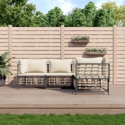 vidaXL 4-tlg. Garten-Lounge-Set mit Kissen Anthrazit Poly Rattan