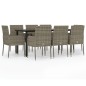 vidaXL 9-tlg. Garten-Essgruppe mit Kissen Schwarz und Grau Poly Rattan vidaXL 9-tlg. Garten-Essgruppe mit Kissen Schwarz und Grau Poly Rattan