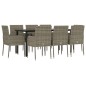 vidaXL 9-tlg. Garten-Essgruppe mit Kissen Schwarz und Grau Poly Rattan vidaXL 9-tlg. Garten-Essgruppe mit Kissen Schwarz und Grau Poly Rattan