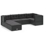 vidaXL 7-tlg. Garten-Lounge-Set mit Kissen Schwarz Poly Rattan vidaXL 7-tlg. Garten-Lounge-Set mit Kissen Schwarz Poly Rattan