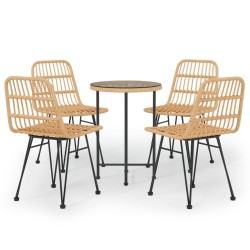 vidaXL 5-tlg. Garten-Essgruppe Poly Rattan