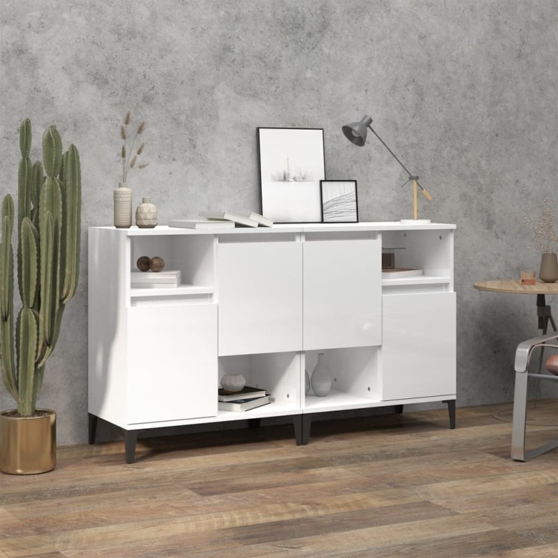 vidaXL Sideboards 2 Stk. Hochglanz-Weiß 60x35x70 cm Holzwerkstoff vidaXL Sideboards 2 Stk. Hochglanz-Weiß 60x35x70 cm Holzwerkstoff