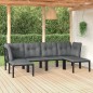 vidaXL 6-tlg. Garten-Lounge-Set Schwarz und Grau Poly Rattan vidaXL 6-tlg. Garten-Lounge-Set Schwarz und Grau Poly Rattan