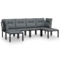 vidaXL 6-tlg. Garten-Lounge-Set Schwarz und Grau Poly Rattan vidaXL 6-tlg. Garten-Lounge-Set Schwarz und Grau Poly Rattan