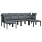 vidaXL 6-tlg. Garten-Lounge-Set Schwarz und Grau Poly Rattan vidaXL 6-tlg. Garten-Lounge-Set Schwarz und Grau Poly Rattan