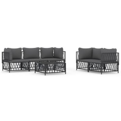 vidaXL 6-tlg. Garten-Lounge-Set mit Kissen Anthrazit Stahl