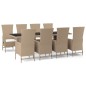 vidaXL 9-tlg. Garten-Essgruppe mit Kissen Beige Poly Rattan vidaXL 9-tlg. Garten-Essgruppe mit Kissen Beige Poly Rattan