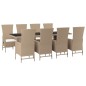 vidaXL 9-tlg. Garten-Essgruppe mit Kissen Beige Poly Rattan vidaXL 9-tlg. Garten-Essgruppe mit Kissen Beige Poly Rattan