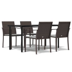 vidaXL 5-tlg. Garten-Essgruppe mit Kissen Poly Rattan und Stahl
