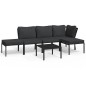 vidaXL 6-tlg. Garten-Lounge-Set mit Grauen Kissen Stahl vidaXL 6-tlg. Garten-Lounge-Set mit Grauen Kissen Stahl