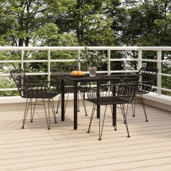 vidaXL 5-tlg. Garten-Essgruppe Schwarz Poly Rattan
