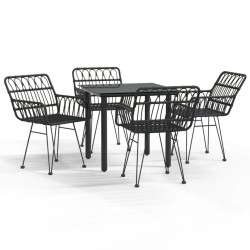 vidaXL 5-tlg. Garten-Essgruppe Schwarz Poly Rattan