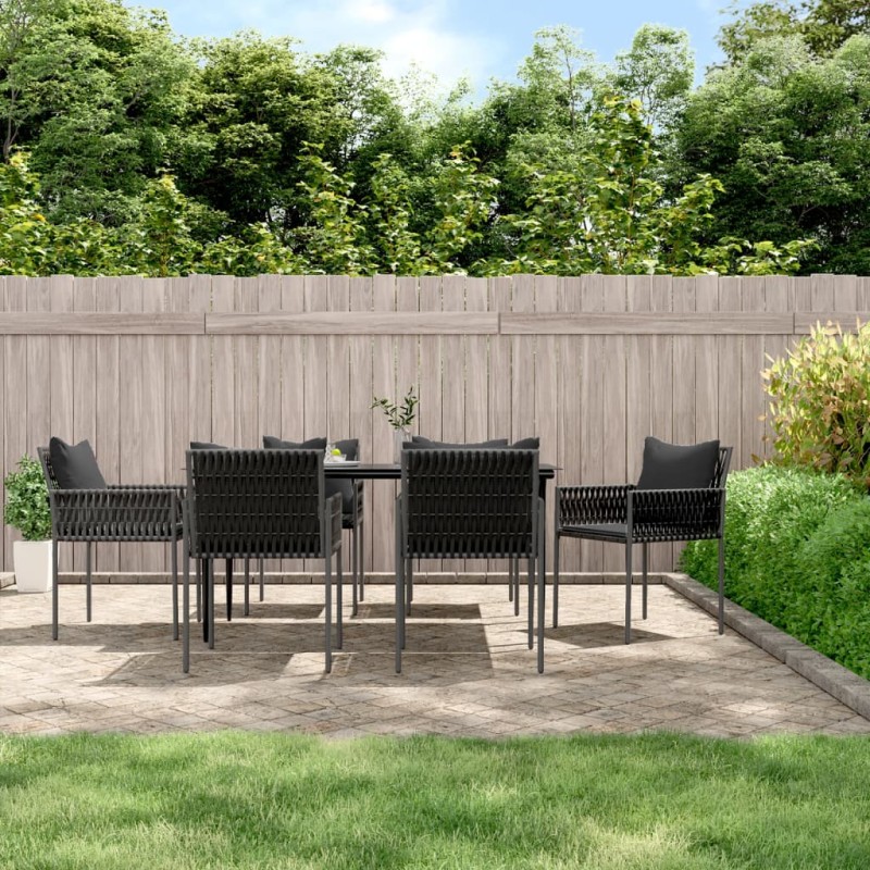 vidaXL 7-tlg. Garten-Essgruppe mit Kissen Poly Rattan und Stahl vidaXL 7-tlg. Garten-Essgruppe mit Kissen Poly Rattan und Stahl