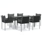 vidaXL 7-tlg. Garten-Essgruppe mit Kissen Poly Rattan und Stahl vidaXL 7-tlg. Garten-Essgruppe mit Kissen Poly Rattan und Stahl