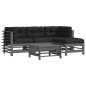vidaXL 5-tlg. Garten-Lounge-Set mit Kissen Grau Massivholz vidaXL 5-tlg. Garten-Lounge-Set mit Kissen Grau Massivholz
