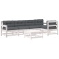 vidaXL 6-tlg. Garten-Lounge-Set mit Kissen Weiß Massivholz vidaXL 6-tlg. Garten-Lounge-Set mit Kissen Weiß Massivholz