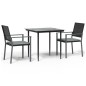 vidaXL 3-tlg. Garten-Essgruppe mit Kissen Poly Rattan und Stahl vidaXL 3-tlg. Garten-Essgruppe mit Kissen Poly Rattan und Stahl