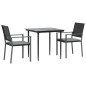 vidaXL 3-tlg. Garten-Essgruppe mit Kissen Poly Rattan und Stahl vidaXL 3-tlg. Garten-Essgruppe mit Kissen Poly Rattan und Stahl