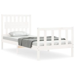 vidaXL Massivholzbett mit Kopfteil Weiß 90x200 cm