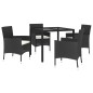 vidaXL 5-tlg. Garten-Essgruppe mit Kissen Schwarz Poly Rattan vidaXL 5-tlg. Garten-Essgruppe mit Kissen Schwarz Poly Rattan