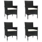 vidaXL 5-tlg. Garten-Essgruppe mit Kissen Schwarz Poly Rattan vidaXL 5-tlg. Garten-Essgruppe mit Kissen Schwarz Poly Rattan