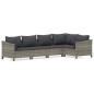 vidaXL 5-tlg. Garten-Lounge-Set mit Kissen Grau Poly Rattan vidaXL 5-tlg. Garten-Lounge-Set mit Kissen Grau Poly Rattan