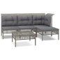 vidaXL 5-tlg. Garten-Lounge-Set mit Kissen Grau Poly Rattan vidaXL 5-tlg. Garten-Lounge-Set mit Kissen Grau Poly Rattan