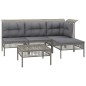 vidaXL 5-tlg. Garten-Lounge-Set mit Kissen Grau Poly Rattan vidaXL 5-tlg. Garten-Lounge-Set mit Kissen Grau Poly Rattan