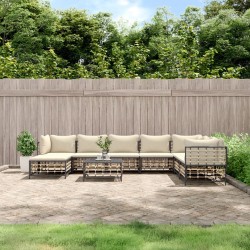 vidaXL 9-tlg. Garten-Lounge-Set mit Kissen Anthrazit Poly Rattan