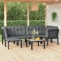 vidaXL 7-tlg. Garten-Lounge-Set Schwarz und Grau Poly Rattan vidaXL 7-tlg. Garten-Lounge-Set Schwarz und Grau Poly Rattan