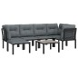 vidaXL 7-tlg. Garten-Lounge-Set Schwarz und Grau Poly Rattan vidaXL 7-tlg. Garten-Lounge-Set Schwarz und Grau Poly Rattan