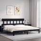 vidaXL Massivholzbett mit Kopfteil Schwarz 200x200 cm vidaXL Massivholzbett mit Kopfteil Schwarz 200x200 cm
