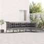 vidaXL 5-tlg. Garten-Lounge-Set mit Kissen Grau Poly Rattan vidaXL 5-tlg. Garten-Lounge-Set mit Kissen Grau Poly Rattan