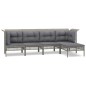 vidaXL 5-tlg. Garten-Lounge-Set mit Kissen Grau Poly Rattan vidaXL 5-tlg. Garten-Lounge-Set mit Kissen Grau Poly Rattan