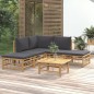 vidaXL 6-tlg. Garten-Lounge-Set mit Dunkelgrauen Kissen Bambus vidaXL 6-tlg. Garten-Lounge-Set mit Dunkelgrauen Kissen Bambus
