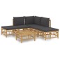 vidaXL 6-tlg. Garten-Lounge-Set mit Dunkelgrauen Kissen Bambus vidaXL 6-tlg. Garten-Lounge-Set mit Dunkelgrauen Kissen Bambus