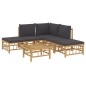 vidaXL 6-tlg. Garten-Lounge-Set mit Dunkelgrauen Kissen Bambus vidaXL 6-tlg. Garten-Lounge-Set mit Dunkelgrauen Kissen Bambus